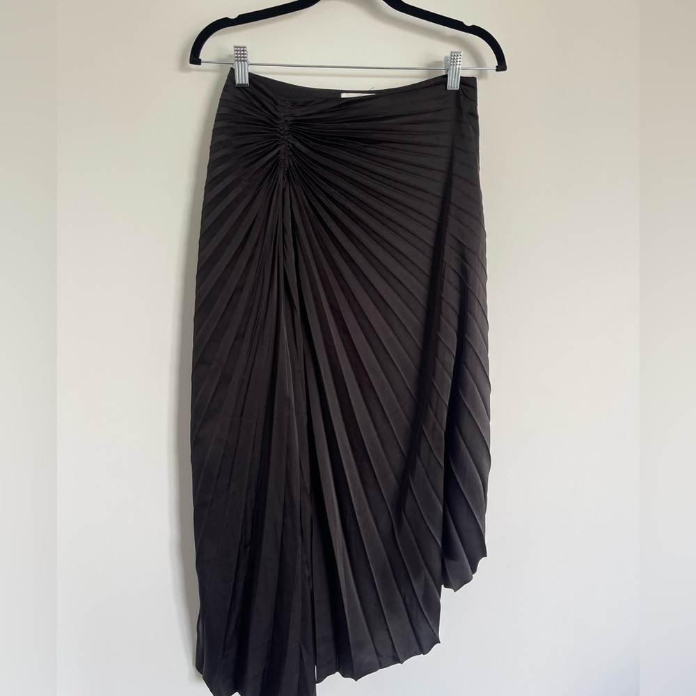 Black asymmetric pleated skirt
